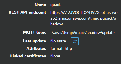 quack REST API Endpoint status card